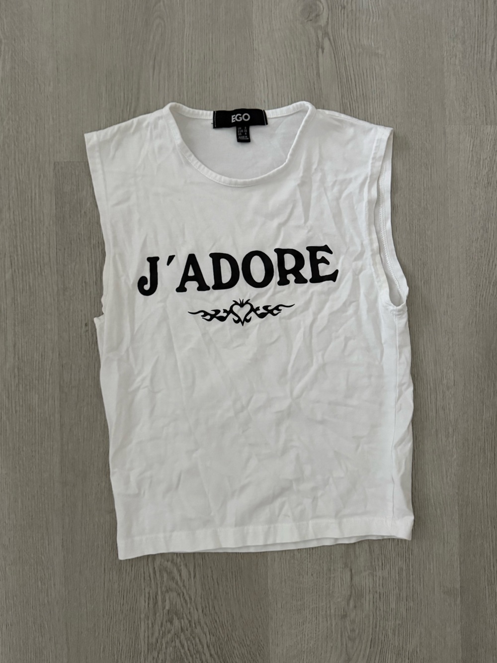 J'ADORE White Graphic Muscle Tee